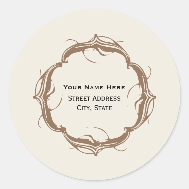 Rond Sticker d'adresse vintage - Brown (Devant)