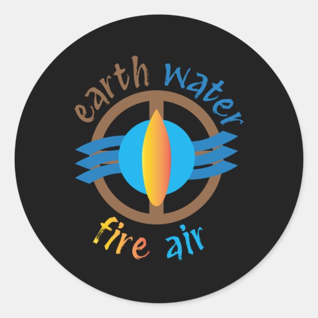 Rond Sticker d'air d'incendie d'eau terrestre (Devant)