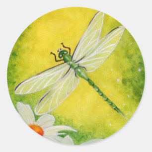 Rond Sticker Daises Dragonfly