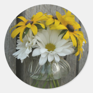 Rond Sticker Daisy & Black Eyed Susans