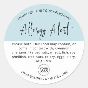 Rond Sticker d'alerte d'allergie bleu clair