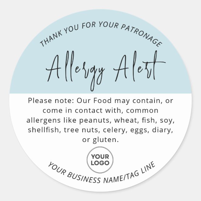 Rond Sticker d'alerte d'allergie bleu clair (Devant)