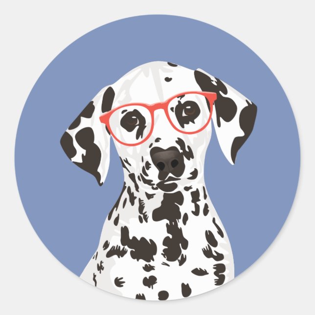 Rond Sticker Dalmatien Hipster pour parents dalmates (Devant)