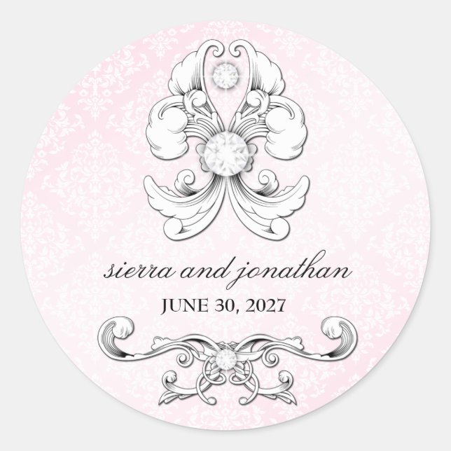 Rond Sticker Damask 311 Rose Diamond Luxe (Devant)