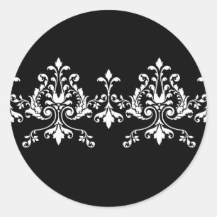 Rond Sticker Damask noir et blanc