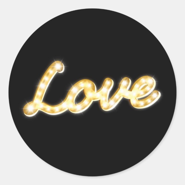 Rond Sticker d'amour Marquee Lights - noir (Devant)