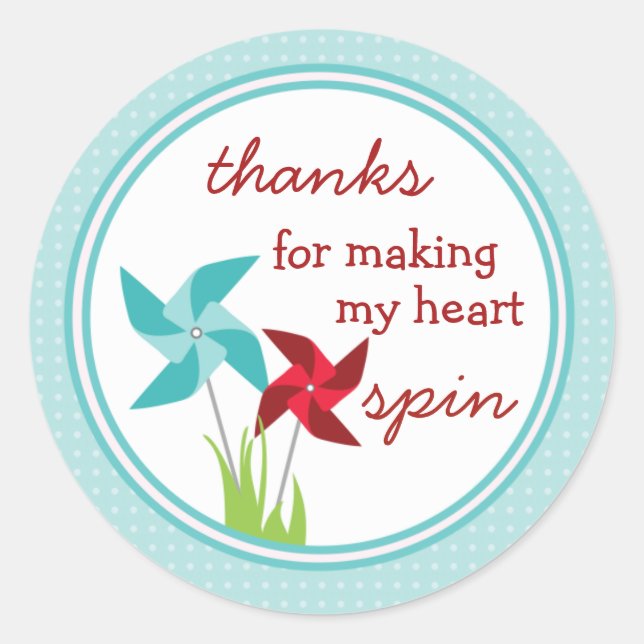 Rond Sticker d'amour mignon Pinwheel (pour lui) (Devant)