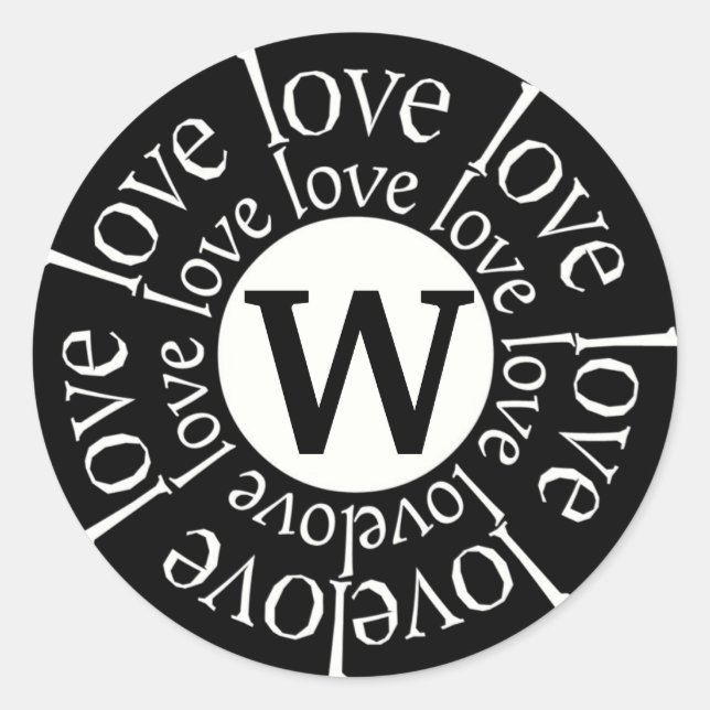 Rond Sticker d'amour Monogramme W Noir et blanc (Devant)