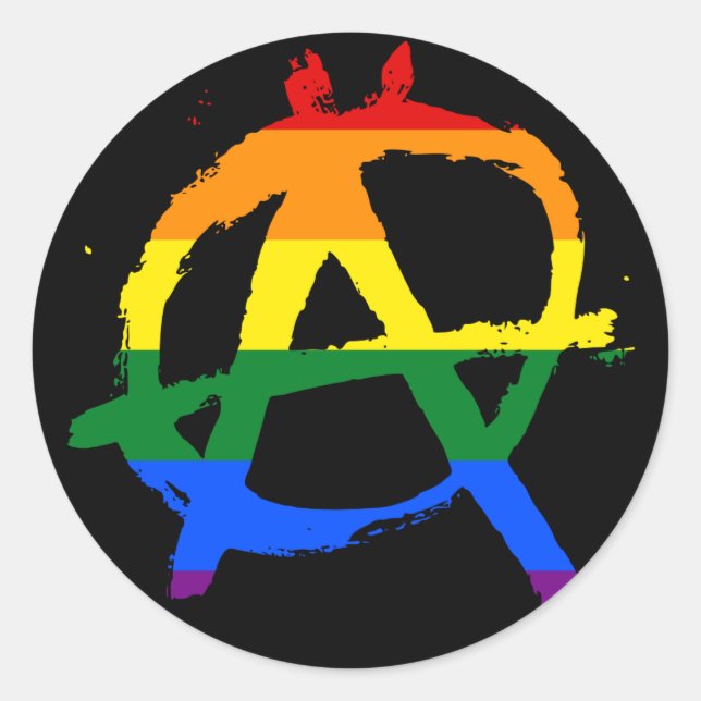 Rond Sticker d'anarchie arc-en-ciel (Devant)