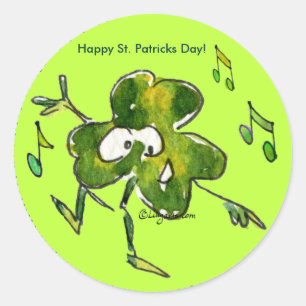 Rond Sticker Dancing Irish Shamrock n Roll 11