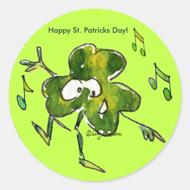 Rond Sticker Dancing Irish Shamrock n Roll 11 (Devant)