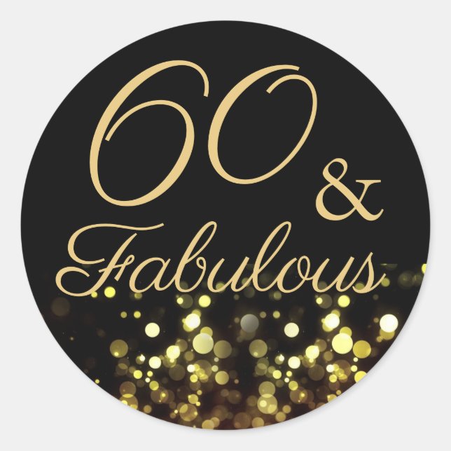 Rond Sticker d'anniversaire 60 et fabuleux Black and Go (Devant)