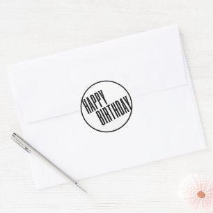 Rond Sticker d'anniversaire chic et simple blanc et noi