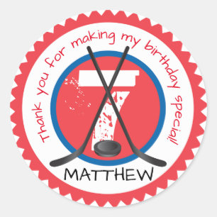 Rond Sticker d'anniversaire de hockey