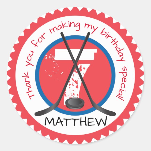 Rond Sticker d'anniversaire de hockey (Devant)