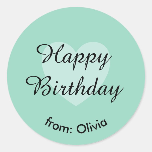 Rond Sticker d'anniversaire doux Turquoise (Devant)