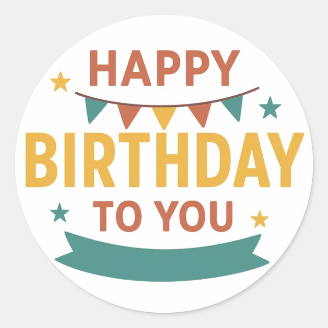Rond Sticker d'anniversaire heureux - Colorful Custom P (Devant)