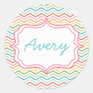 Rond Sticker d'anniversaire moderne Rainbow Chevron STr