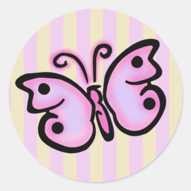 Rond Sticker d'anniversaire papillon (Devant)