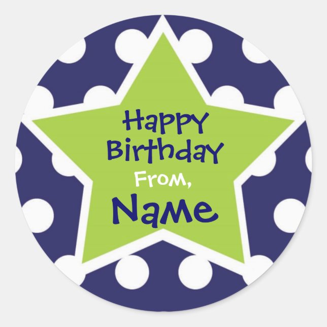 Rond Sticker d'anniversaire personnalisable Boy Star co (Devant)