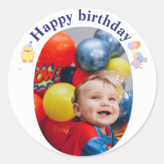 Rond Sticker d'anniversaire personnalisé avec photo