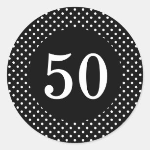 Rond Sticker d'anniversaire Pois noir et blanc