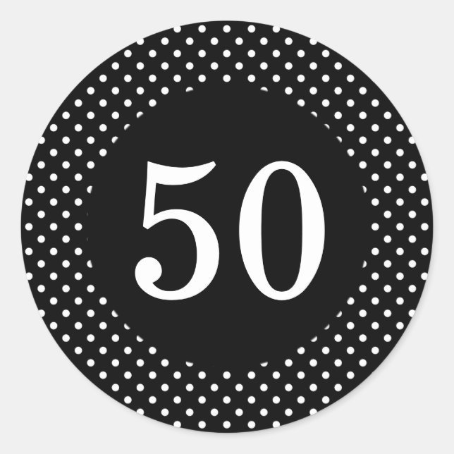 Rond Sticker d'anniversaire Pois noir et blanc (Devant)