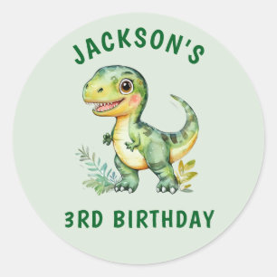 Rond Sticker d'Anniversaire pour dinosaures personnalis