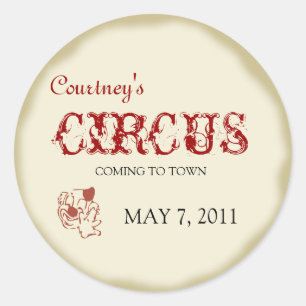 Rond Sticker d'anniversaire pour enfants de cirque