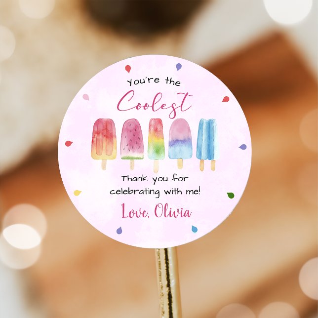 Rond Sticker d'anniversaire pour fille rose crème glacé (Créateur téléchargé)
