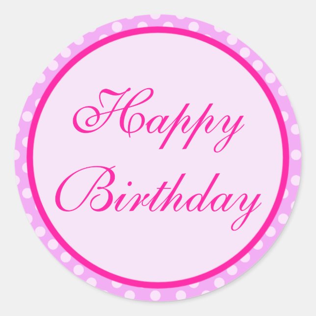 Rond Sticker d'anniversaire rose Polka Dot (Devant)