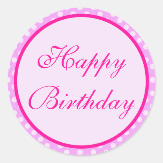 Rond Sticker d'anniversaire rose Polka Dot