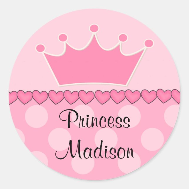 Rond Sticker d'anniversaire rose Princess Crown (Devant)