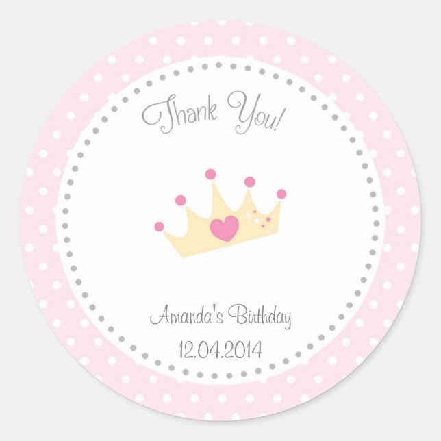 Rond Sticker d'anniversaire Tiara Little Princess (Devant)