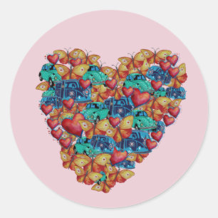 Rond Sticker d'art cardiaque coloré Valentine