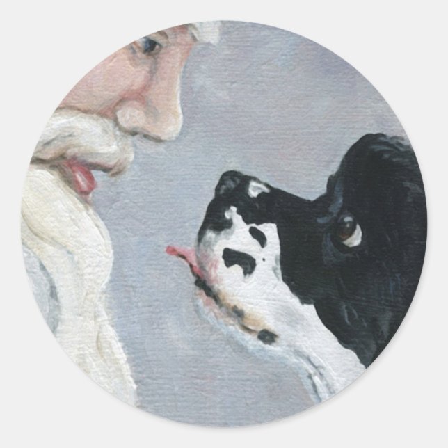 Rond Sticker d'art Cocker Spaniel et Santa Claus (Devant)