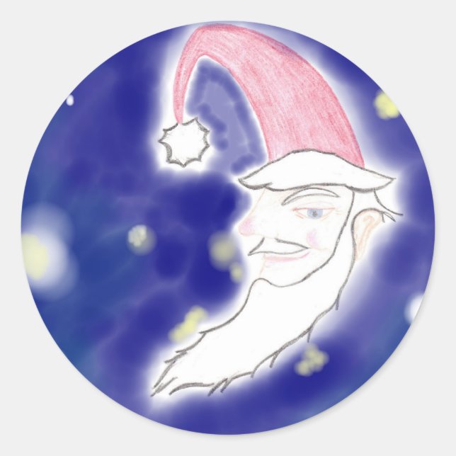 Rond Sticker d'art de Noël père Noël Moon (Devant)