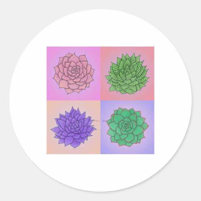 Rond Sticker d'art pop succulent (Devant)