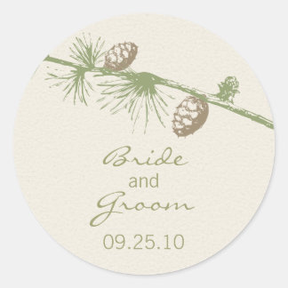Rond Sticker date Mariage à feuillage persistant