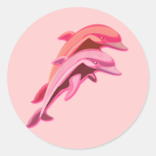 Rond Sticker Dauphin Rose