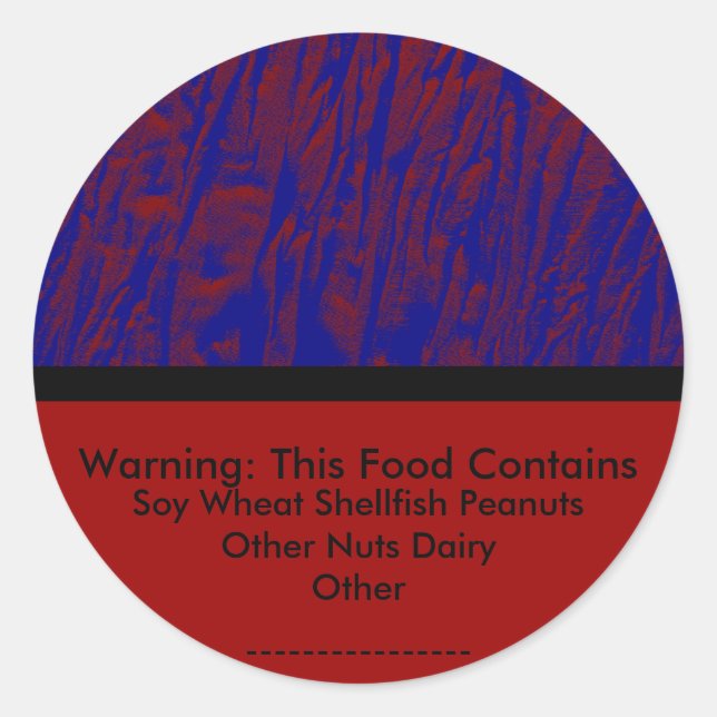 Rond Sticker d'avertissement d'allergie alimentaire (Devant)