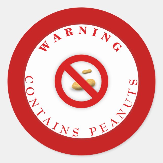 Rond Sticker d'avertissement d'allergie aux arachides (Devant)