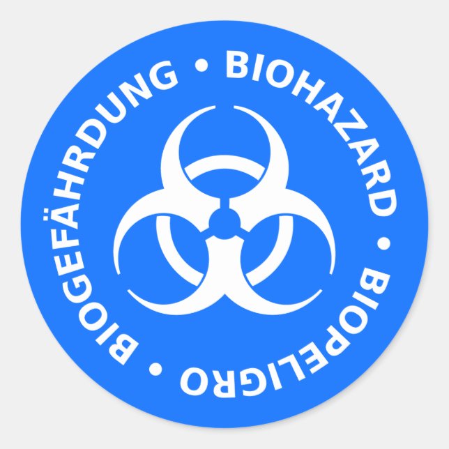 Rond Sticker d'avertissement de risque biologique bleu  (Devant)