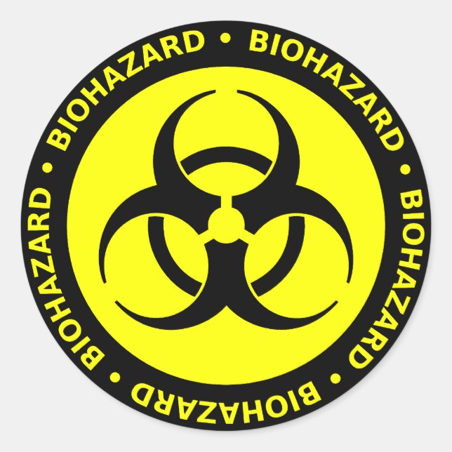 Rond Sticker d'avertissement de risque biologique jaune (Devant)