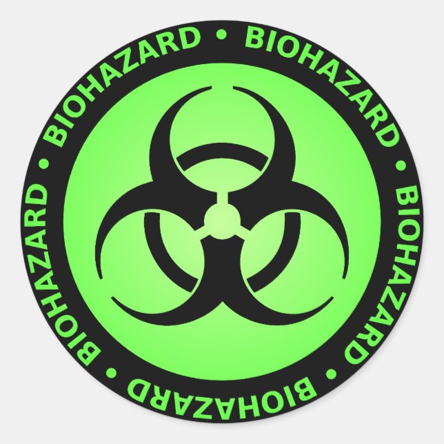 Rond Sticker d'avertissement de risque biologique vert (Devant)