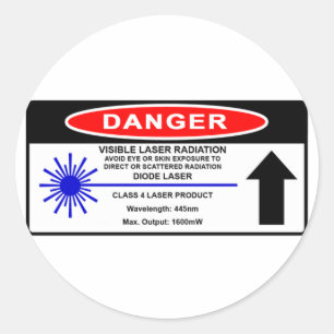 Rond Sticker d'avertissement laser de classe 445nm