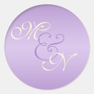 Rond Sticker de 1,5 po Monogrammé en lavande, rose et i