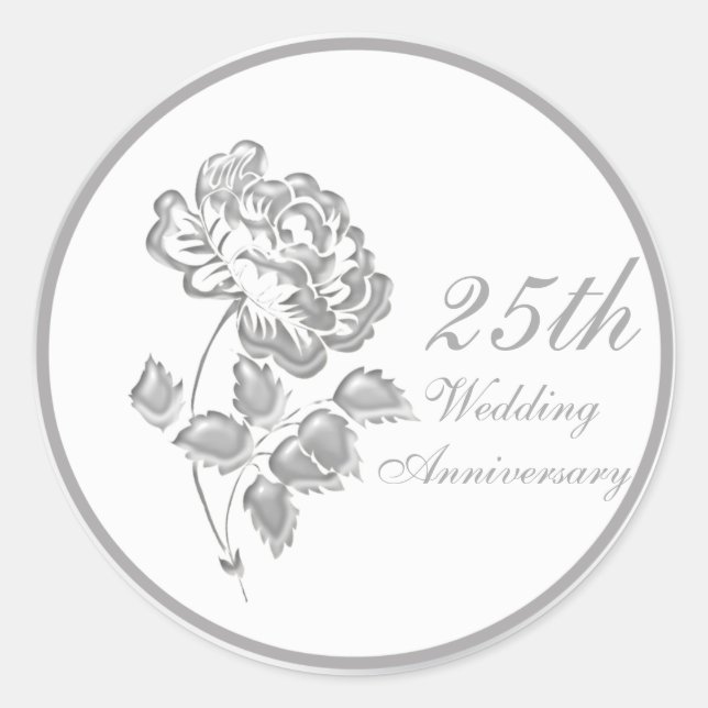 Rond Sticker de 25 ans Silver Peony (Devant)