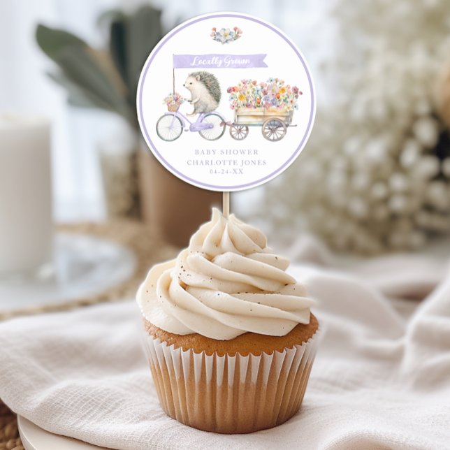 Rond Sticker de Baby shower de hérisson pourpre Favoris (Baby Shower Favor Sticker for Many Uses)