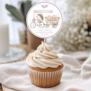 Rond Sticker de Baby shower de hérisson rose - Localeme